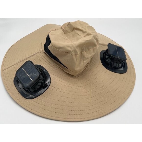 Solar-Powered Wide-Brim Sun Hat With Dual Cooling Fans - Picture 1 of 5
